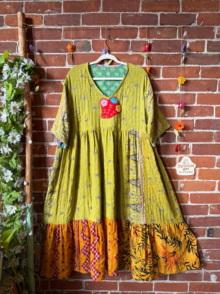 Coffee In The Morning Kantha Dress - Fits up to 3X