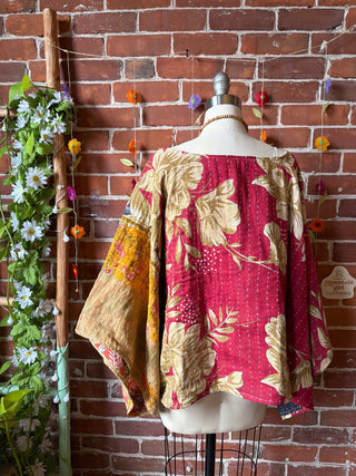 OOAK Spring Collection - Reversible Cosmic Drift Kantha Poncho Top - 2 Tops in 1!