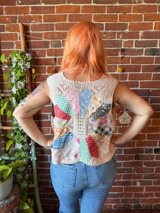 OOAK Spring Collection - Size XXL 100% Cotton Upcycled Patchwork Mandala Vest