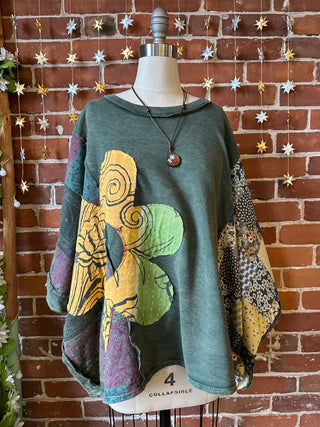 OOAK Autumn Collection - Upcycled Flower Patchwork Poncho Style Top 🌼