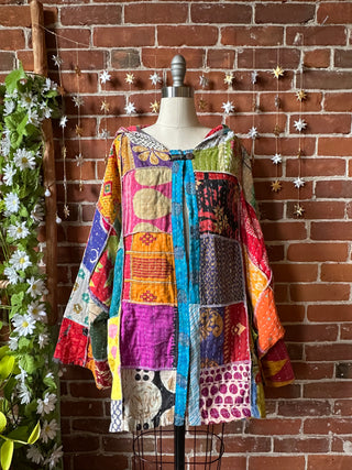 Oversized Juniper Kantha Patchwork Hoodie
