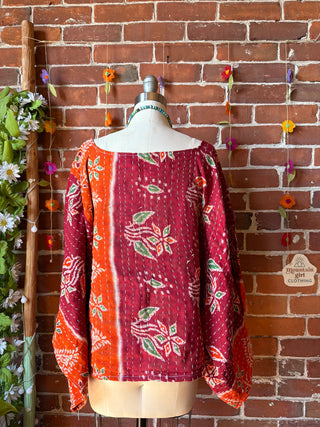 OOAK Spring Collection - Reversible Cosmic Drift Kantha Poncho Top - 2 Tops in 1