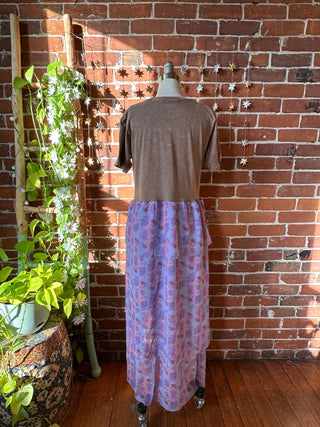 OOAK Winter Collection - Size Small/Medium Upcycled Gratitude Flowy Ruffle Long Side Split Tee