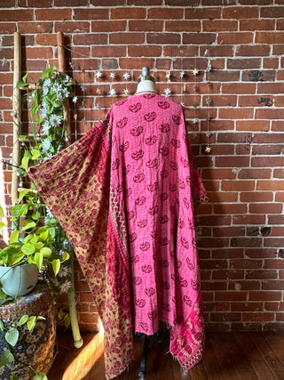 OOAK Autumn Collection-Reversible Stardust Kantha Ruana Jacket With Pockets