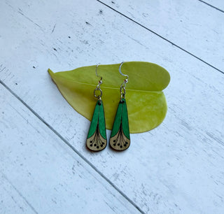 Funnel Blossom Flower Wooden Earrings - Made in the USA