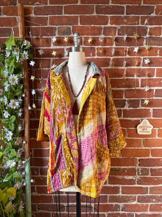 OOAK Winter Collection - Upcycled Guns N Roses Inspired Vintage Kantha Jacket