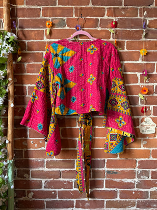 Nova Kantha Bell Sleeve Reversible Wrap Top - 100% Cotton - Fair Trade Made