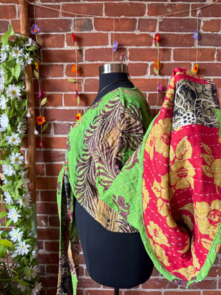 Plus Size Reversible Nova Kantha Bell Sleeve Wrap Top