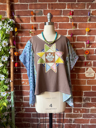 OOAK Autumn Collection- Upcycled  Poncho Tee