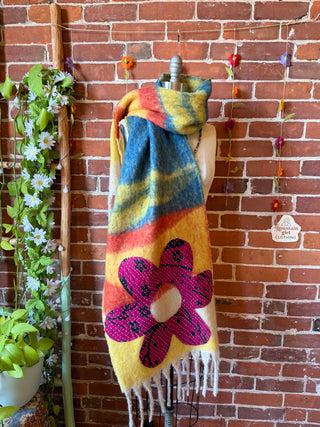 OOAK Autumn Collection- Upcycled Flower Kantha Patchwork Soft Oversized Scarf