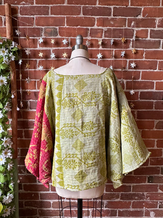 Cosmic Drift Reversible Kantha Poncho Top