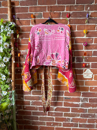 Plus Size Nova Kantha Bell Sleeve Wrap Top- 100% Cotton - Fair Trade Made