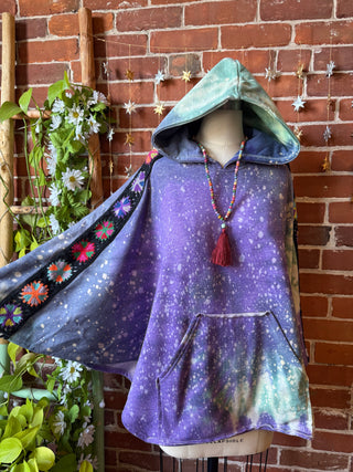 OOAK Winter Collection- Stevie Silver Springs Tie Dye Granny Square Hoodie Poncho