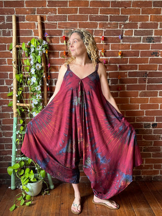 Oh So Flowy Festival Season Tie Dye Jumpsuit Fits up to 2X - Multiple Colors