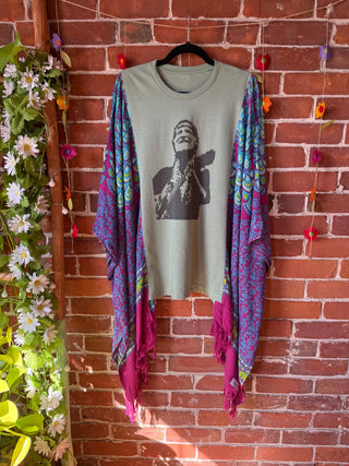 OOAK Autumn Collection - Upcycled Flowy Willie Inspired Hi Lo Poncho Top