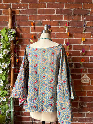OOAK Summer Collection - Reversible Cosmic Drift Kantha Poncho Top - 2 Tops in 1