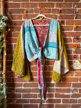 Nova Kantha Bell Sleeve Reversible Wrap Top - 100% Cotton - Fair Trade Made