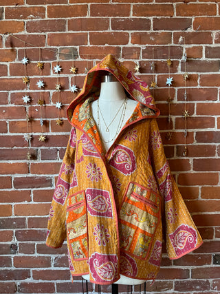 Willow Reversible Kantha Hooded Patchwork Jacket