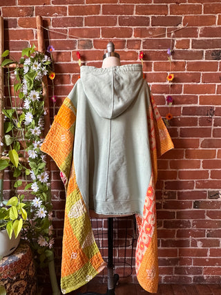 OOAK Autumn Collection- Upcycled Hi Lo Kantha Hoodie Poncho