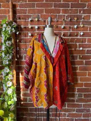 OOAK Winter Collection - Upcycled No Bad Days Skeleton Vintage Kantha Jacket