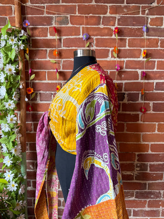 Plus Size Reversible Nova Kantha Bell Sleeve Wrap Top