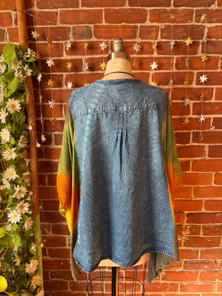 OOAK Autumn Collection - Upcycled Embroidered Tie Dye Poncho Top
