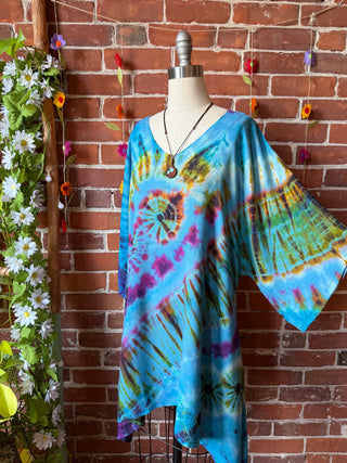Autumn Stroll Rainbow Tie Dye Flowy Tunic Top