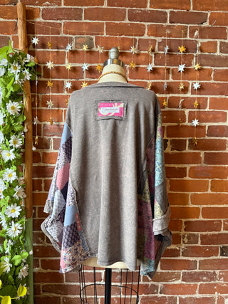 OOAK Winter Collection - Upcycled Kantha Flower Patch Patchwork Poncho Style Top 🌼