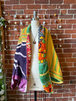 OOAK Autumn Collection - Reversible Gemini Kantha Cocoon Shawl