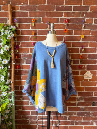 OOAK Summer Collection - Upcycled Flower Patch Patchwork Poncho Style Top 🌼