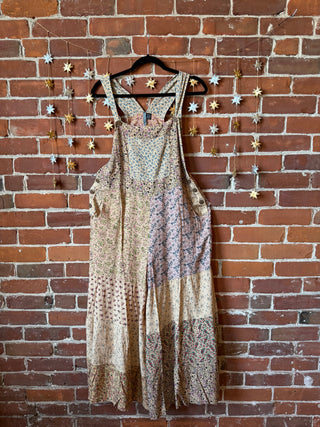 Spring Soul Patchwork Flowy Wide Leg Overalls