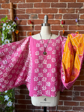 Cosmic Drift Reversible Kantha Poncho Top