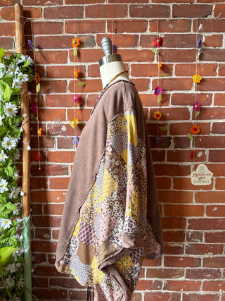 OOAK Summer Collection - Upcycled Flower Patch Patchwork Poncho Style Top 🌼