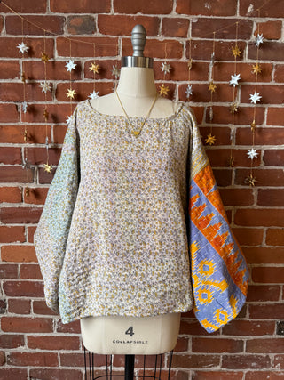 Cosmic Drift Reversible Kantha Poncho Top