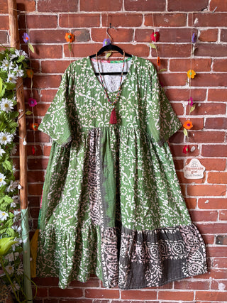 Coffee In The Morning Kantha Dress - Fits up to 3X