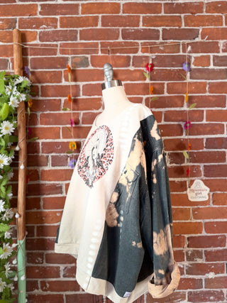 OOAK Autumn Collection - Upcycled Stevie Nicks Sweatshirt and Flannel Hybrid