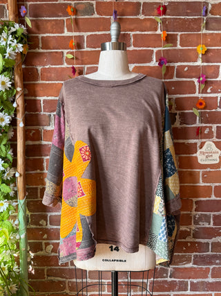 OOAK Summer Collection - Upcycled Flower Patch Patchwork Poncho Style Top 🌼