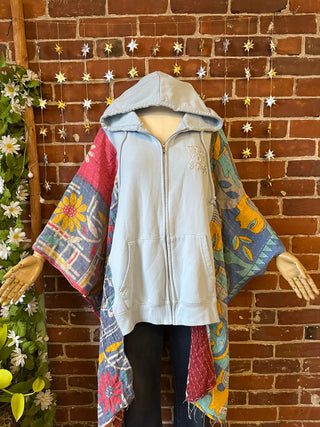 OOAK Autumn Collection- Upcycled Trust Your Magic Hi Lo Kantha Hoodie Poncho