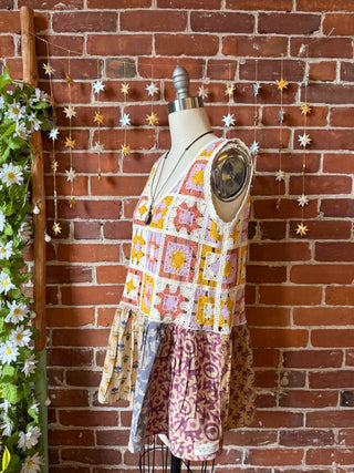 OOAK Autumn Collection - Upcycled Size Medium Crochet Patchwork Layering Tank Top