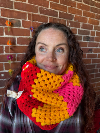 OOAK Autumn Collection- Upcycled Crochet Cowl Neck Scarf