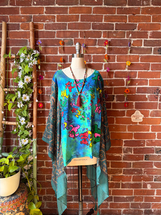 OOAK Spring Collection- Grateful Dead Inspired Boho Hi Lo Poncho Top
