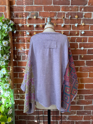 OOAK Winter Collection - Upcycled Kantha Peace Sign Patchwork Poncho Style Top 🌼