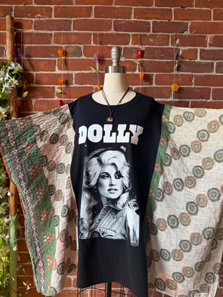 OOAK Summer Collection- Upcycled Dolly Parton Inspired Kantha Poncho Tee