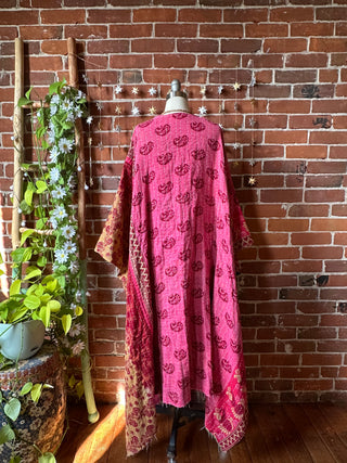 OOAK Autumn Collection-Reversible Stardust Kantha Ruana Jacket With Pockets