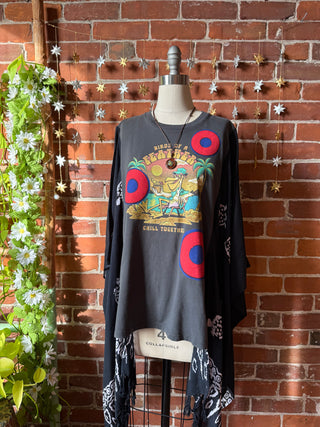 OOAK Winter Collection- Upcycled Birds of a Feather Phish Inspired Poncho Tee