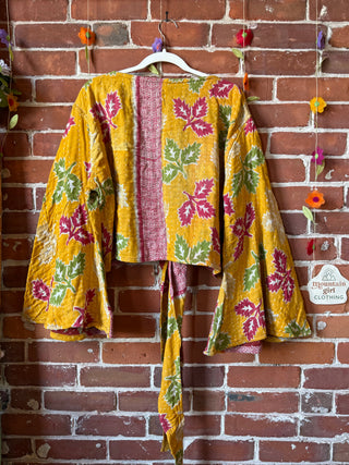 Plus Size Nova Kantha Bell Sleeve Wrap Top- 100% Cotton - Fair Trade Made