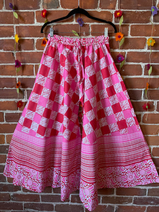 Pink Geometric Festival Tapestry Super Wide Leg Palazzo Pants