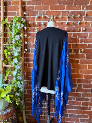 OOAK Winter Collection- Upcycled Snoop Dog Inspired Blue Flowy Poncho Tee