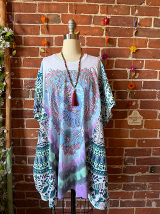 OOAK Summer Collection- Upcycled Grateful Dead Inspired Tie Dye Tapestry Poncho Tee