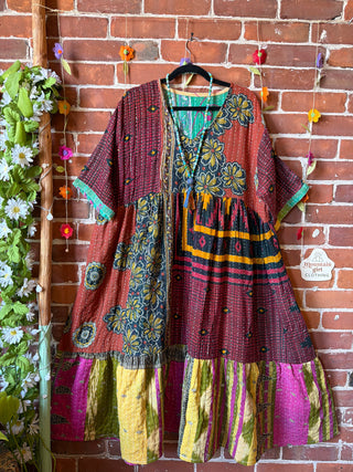 Coffee In The Morning Kantha Dress - Fits up to 3X